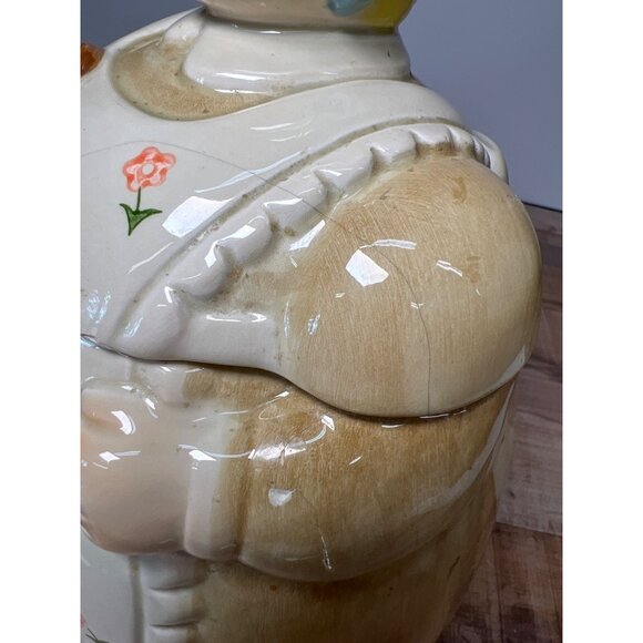 Vintage 80s Otagiri Double Sided Ceramic Country Girl Cookie Jar - Picture 4 of 9